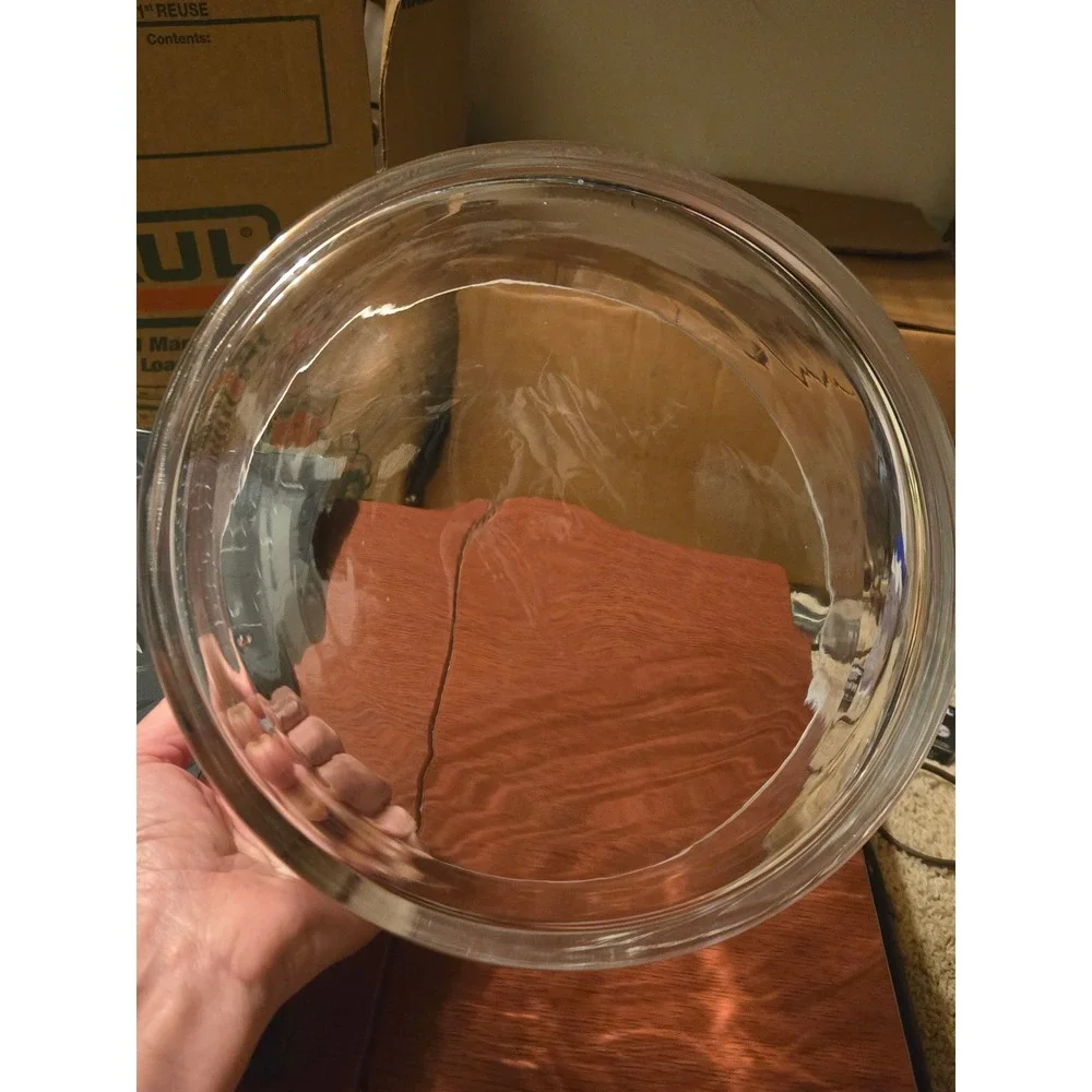 Clear Glass Cylinder Bowl Low Profile Round Centerpiece Vase Minimalist Decor